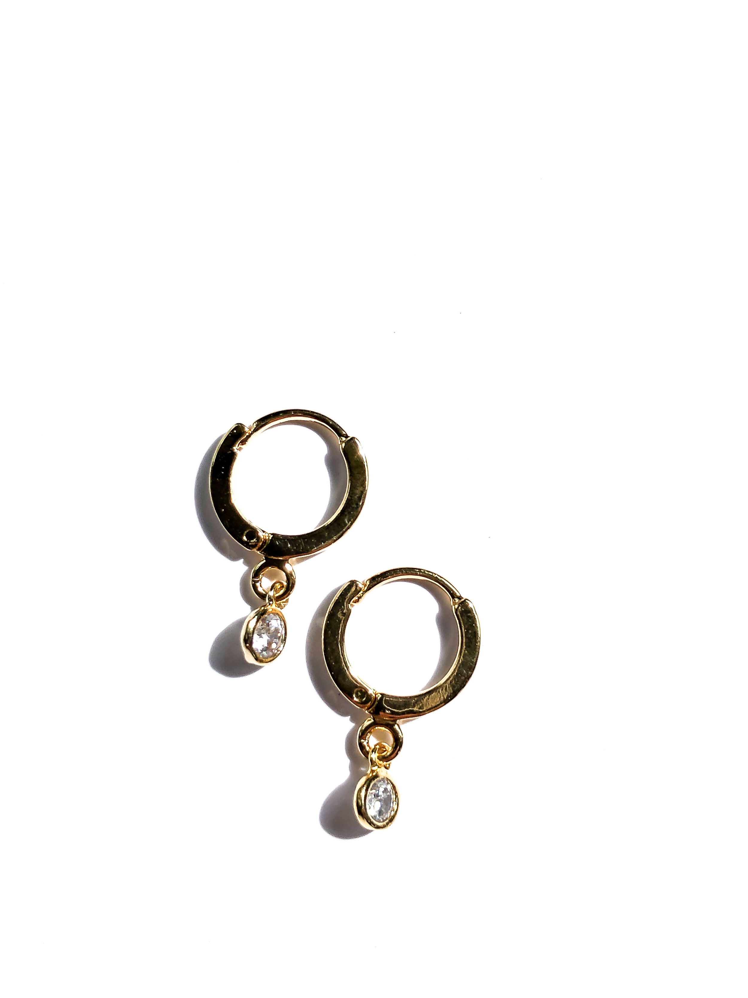 Crystal Charm Gold Huggie Hoops Indie Twenty