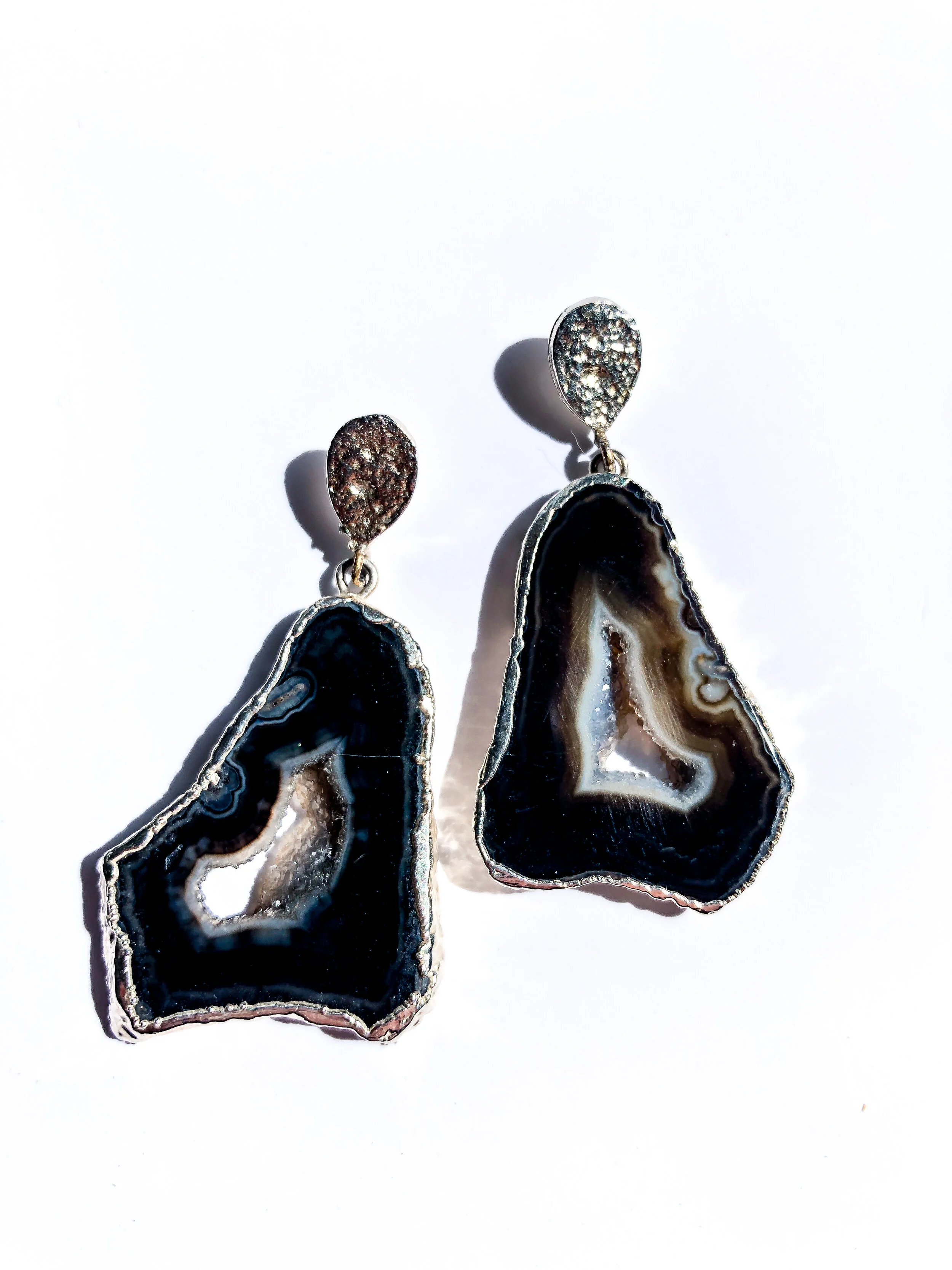 Agate Slice Earrings, Dark Harmony