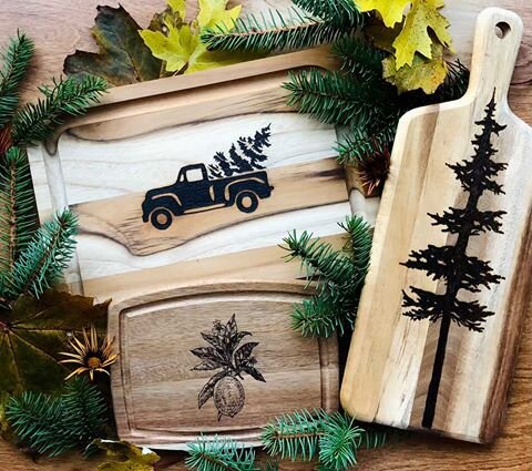  pld wood burning custom cutting boards holiday gift guide kitchen indie twenty christmas shopping guide buffalo small business support 716 local makers artisans 