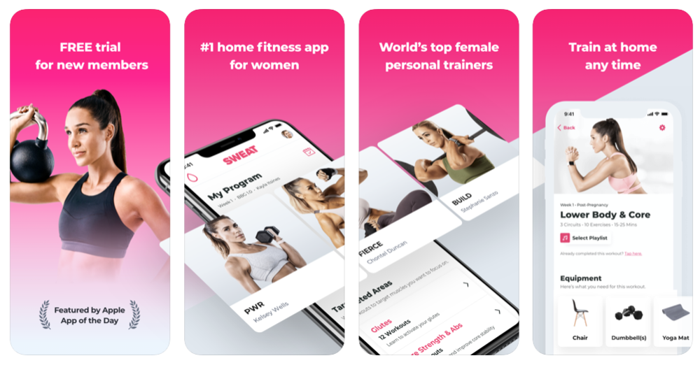 Sweat app, best fitness apps // The Best Apps for Healthy Living // Four Wellness Co. wellness blog, healthy lifestyle tips from an integrative nutrition health coach