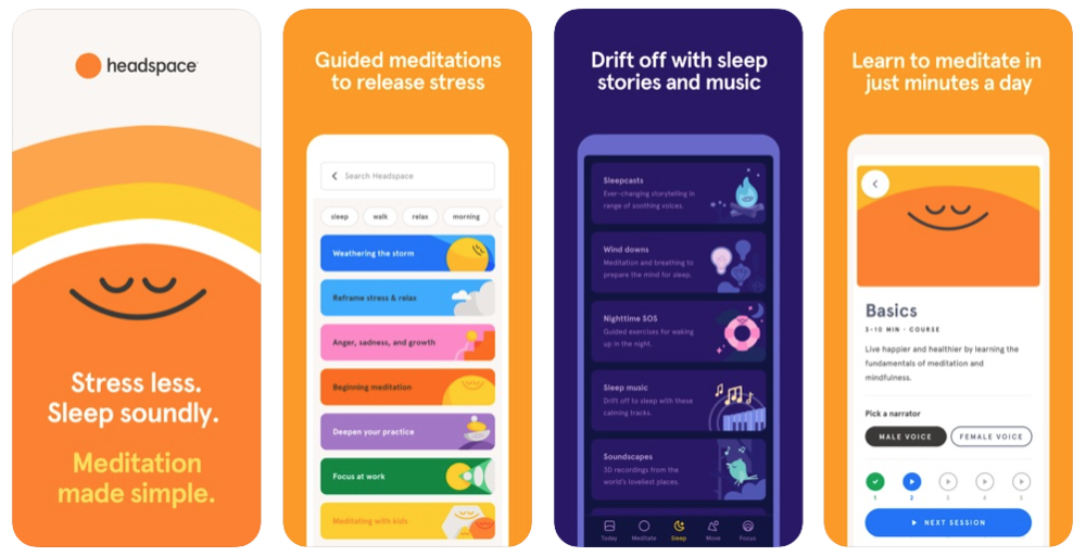 Headspace app, best mental health &amp; meditation apps // The Best Apps for Healthy Living // Four Wellness Co. wellness blog, healthy lifestyle tips from an integrative nutrition health coach