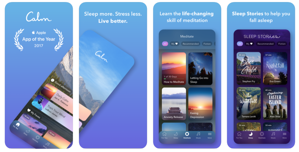Calm app, best mental health &amp; meditation apps // The Best Apps for Healthy Living // Four Wellness Co. wellness blog, healthy lifestyle tips from an integrative nutrition health coach