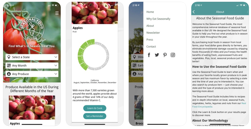 Seasonal Food Guide app, best nutrition apps // The Best Apps for Healthy Living // Four Wellness Co. wellness blog, healthy lifestyle tips from an integrative nutrition health coach
