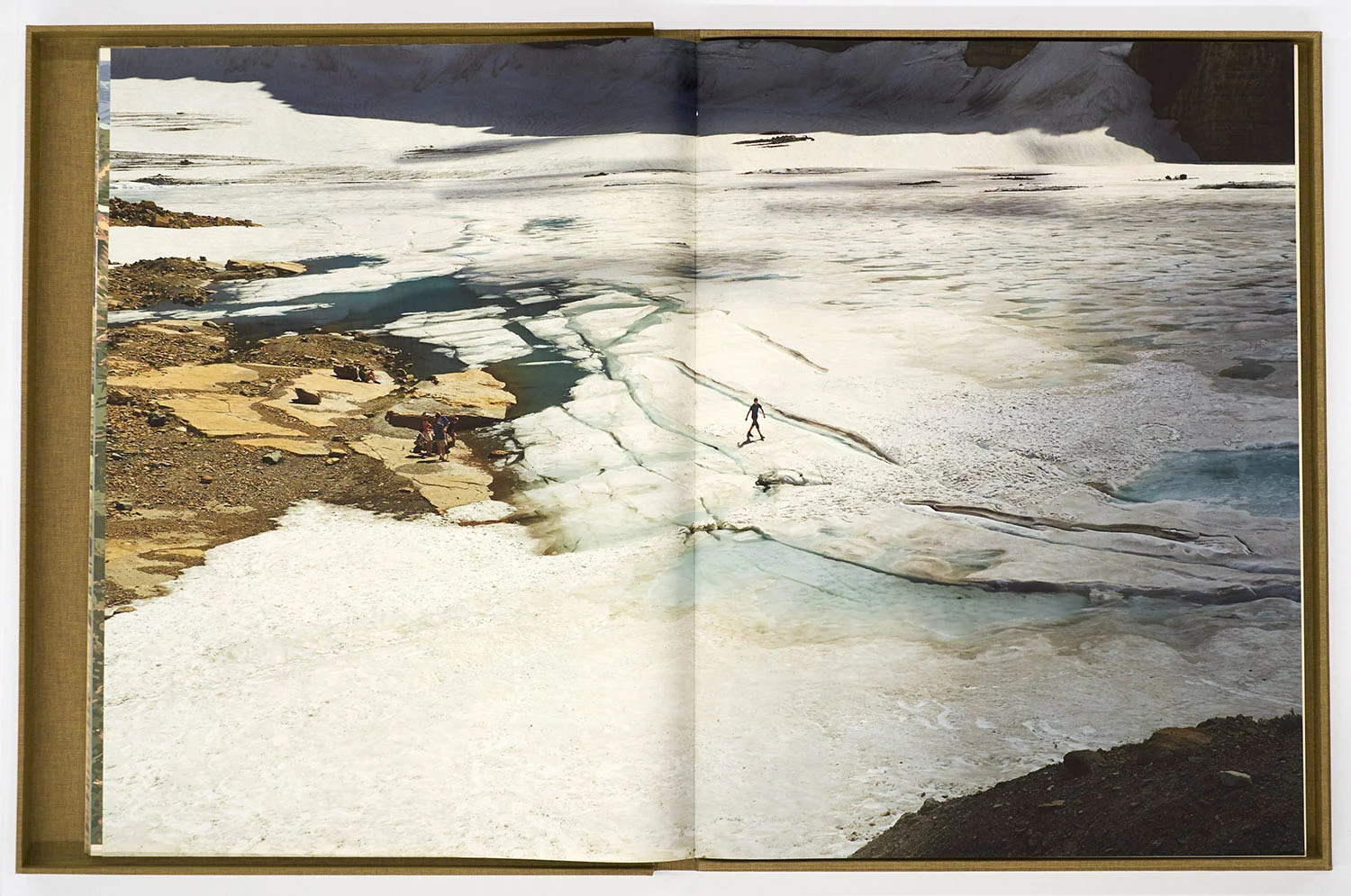 Page spread from The Last Glacier Book, “Walking on Grinnell Glacier”