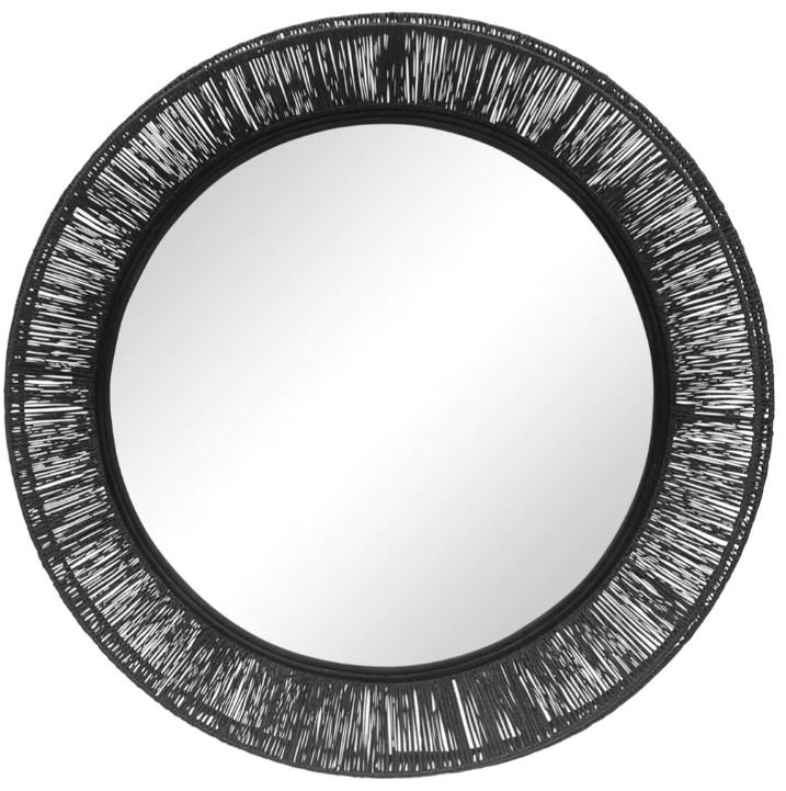 Round woven mirror, black 