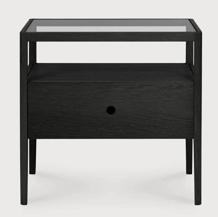  black nightstand with glass top 