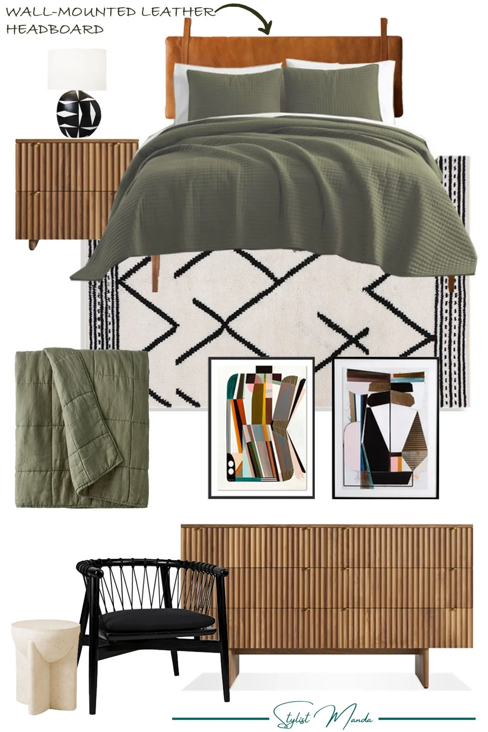 Shoppable Design - Muted Green Tribal Bedroom — Stylist Manda