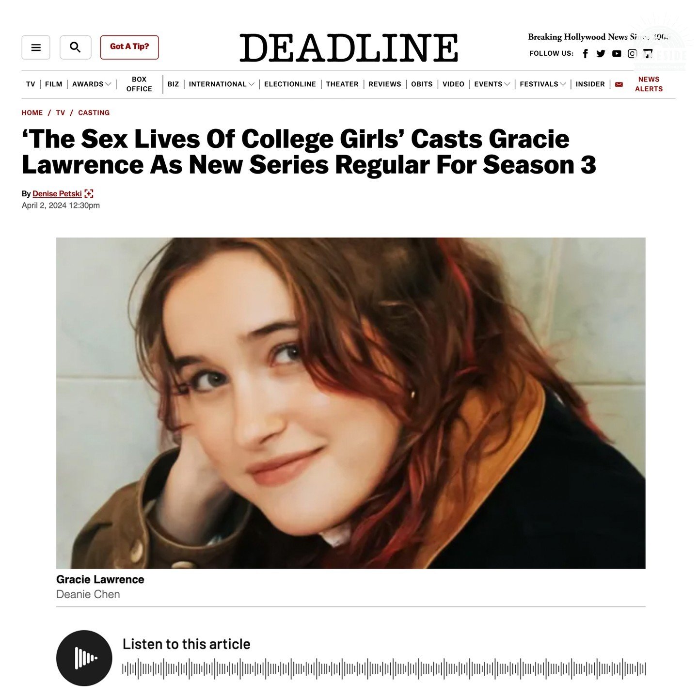Congratulations to @Gracie on her new role in 'The Sex Lives of College Girls' on @streamonmax!