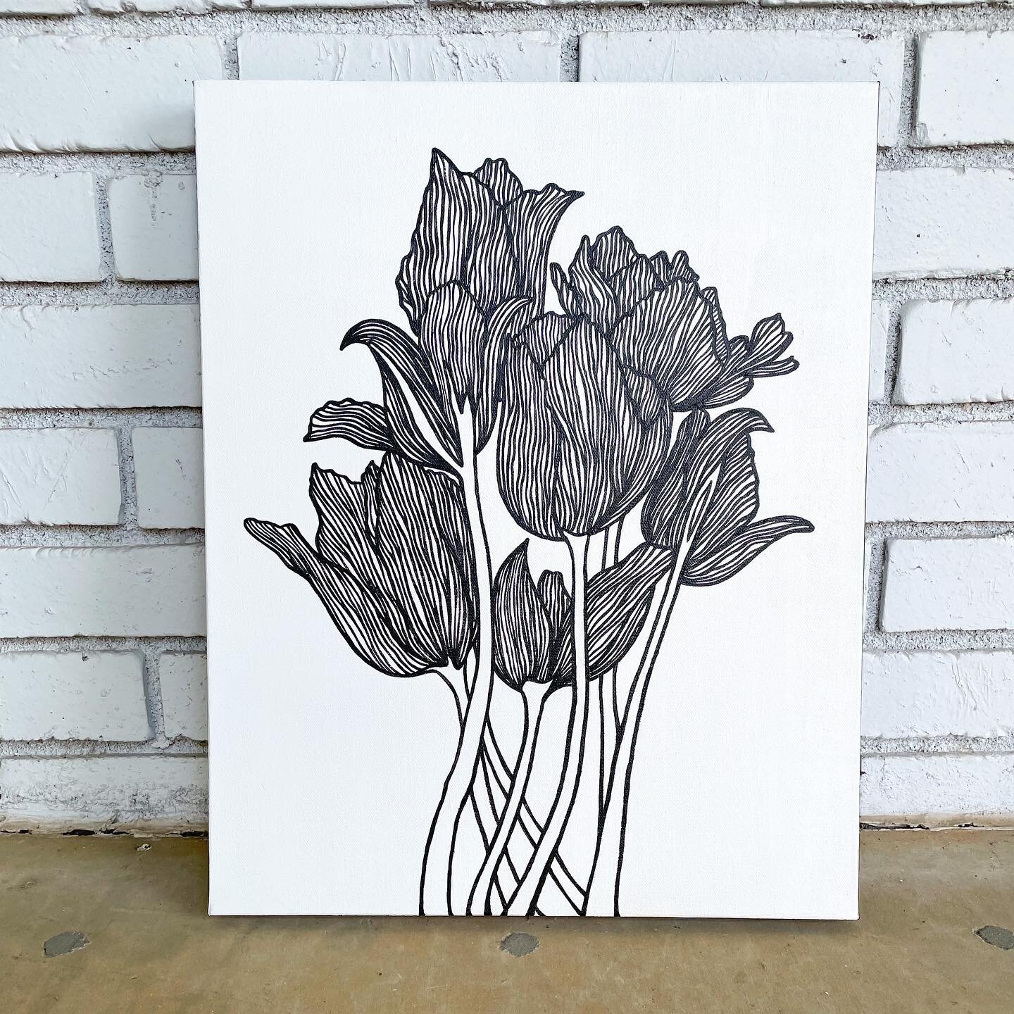 I&rsquo;m loving painting these black and white flowers! I dropped this piece off last week, it makes me so happy! 💐😊