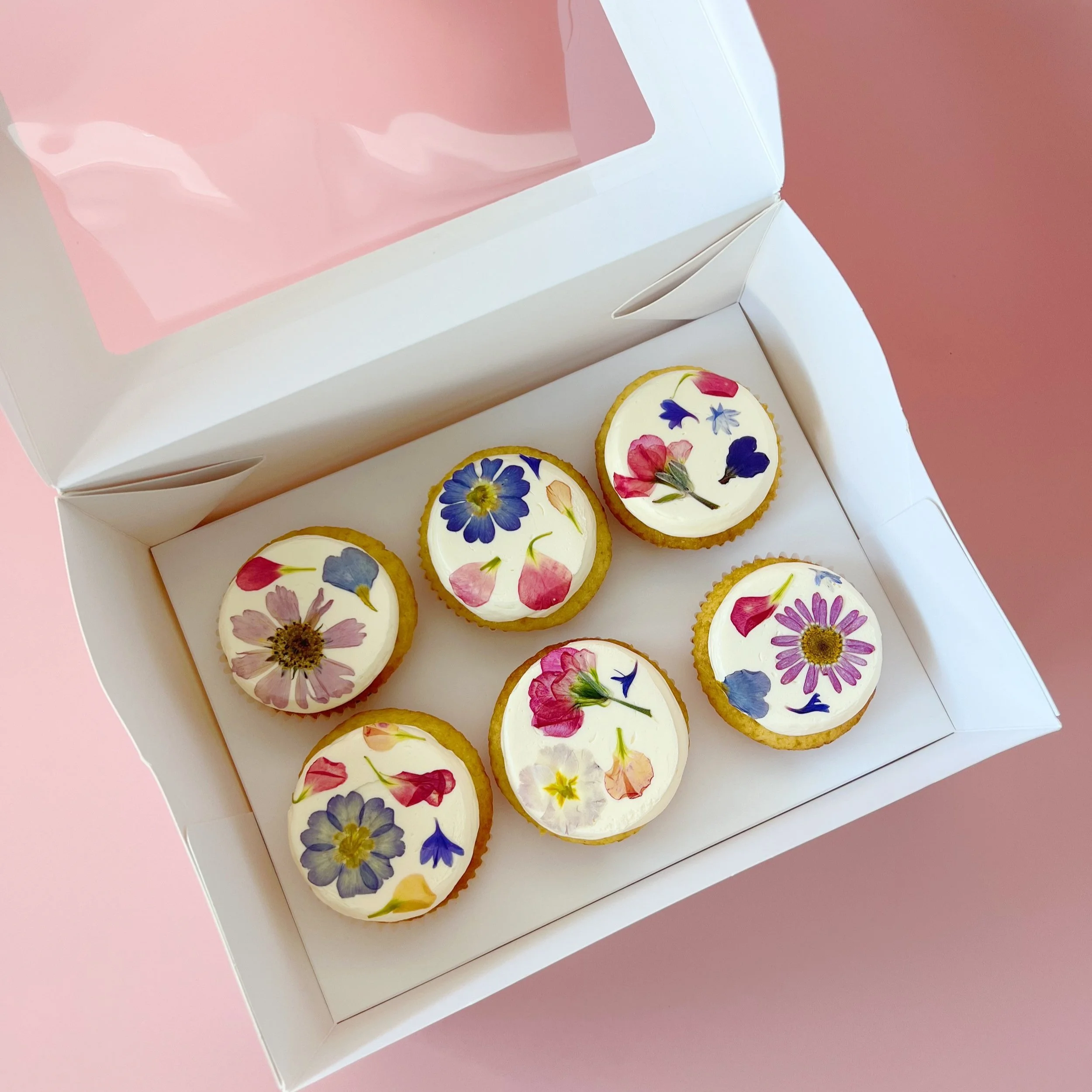 pressed flower cupcakes gift box