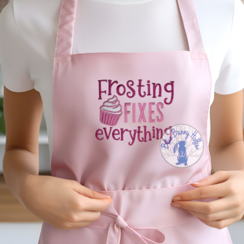 Cute baking quote embroidery design for kitchen towels.