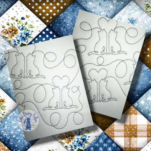 Cat love e2e quilting design.
