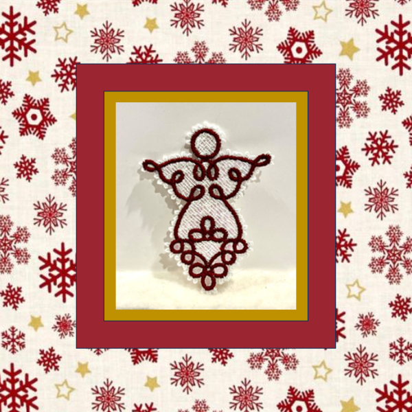 Tiny Angel 2 – In the Hoop – Tatted (FSL) – Large – 4x4 Machine Embroidery Design – Christmas