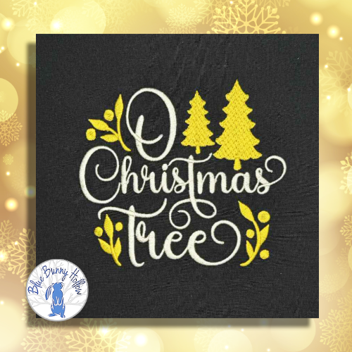 O Christmas Tree embroidery with two gold trees.