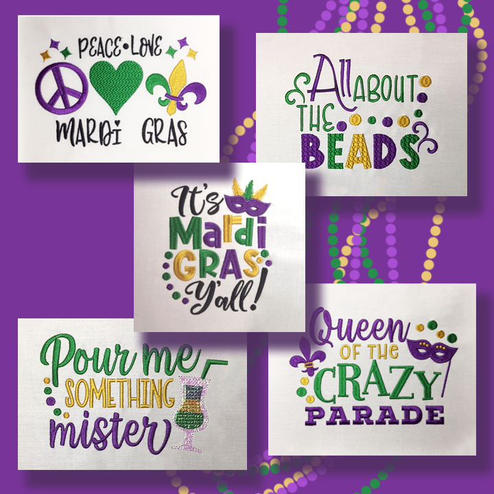 Mardi Gras Y'All Embroidery Design