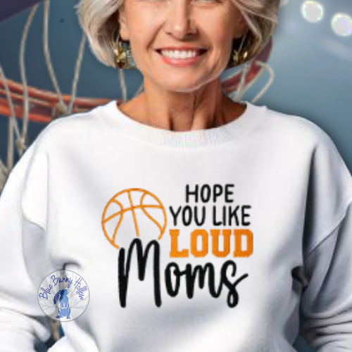 Mom cheering her favorite basketball team embroidery design.