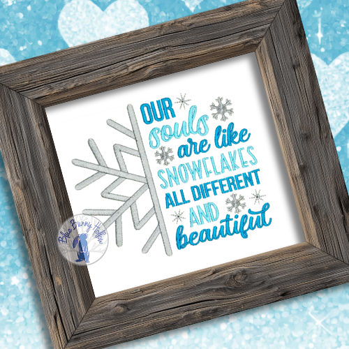Snowflake quote embroidery design for winter décor.