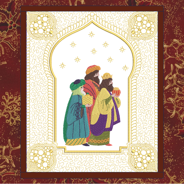 Three Kings embroidery panel – machine embroidery nativity design (Copy)