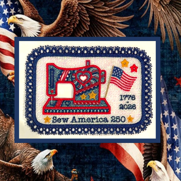Tatted Sew Machine & Flag 250 – In the Hoop - Patriotic
