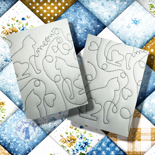 Edge to edge cat quilt embroidery design close up.