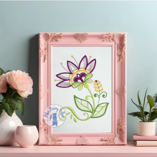Vivid Tropical Flora Embroidery Design