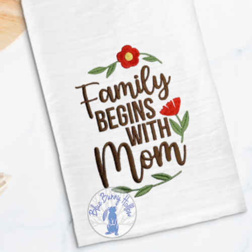 Mother themed machine embroidery design with lettering.