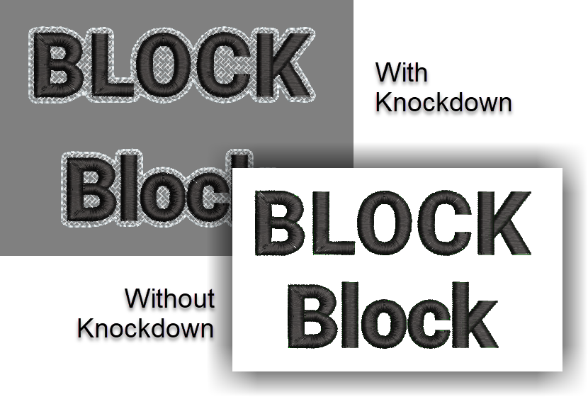Block font for custom embroidery digitizing.