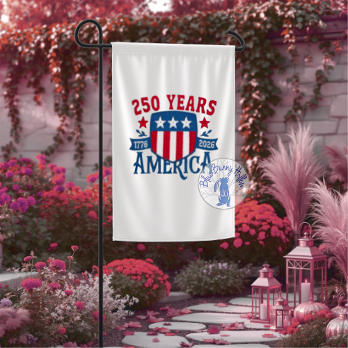 250 Years 1776-2026 America embroidery design with flag style crest.
