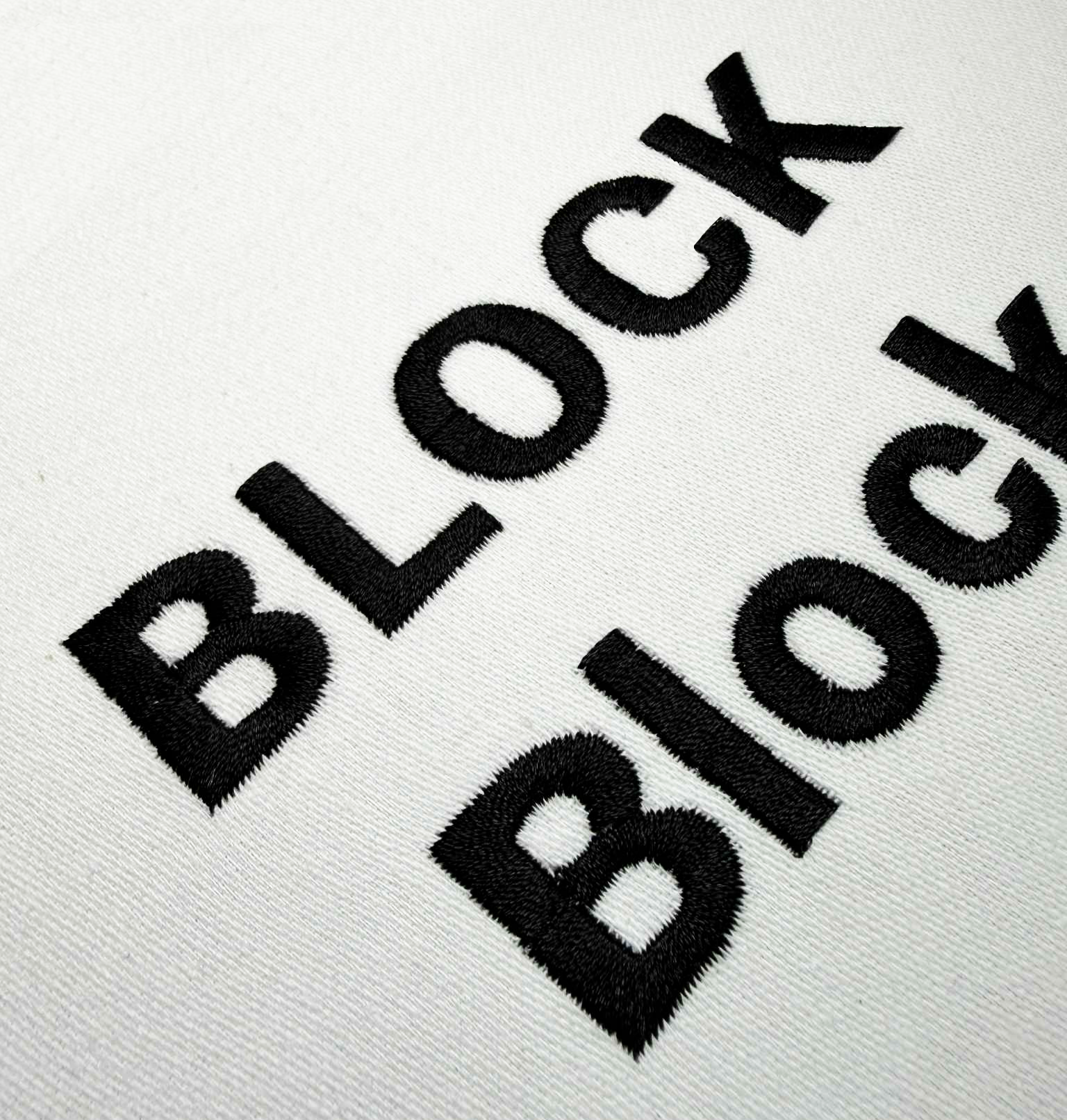 Block font for custom embroidery digitizing.