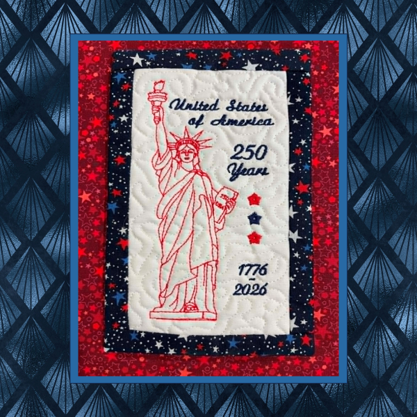 Statue of Liberty Wall Hanging – In the Hoop – 6x9 Machine Embroidery Design – Patriotic - Mugrug