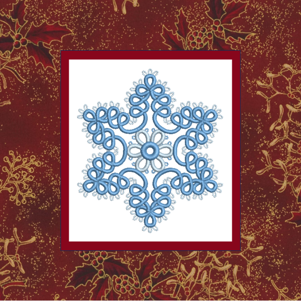 A beautiful delicate tatted free-standing lace star snowflake ornament, stitched in two blue colors for an elegant Christmas or winter decoration-1