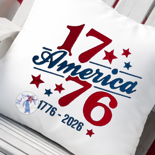 Patriotic stars embroidery design for 250 years of American freedom.