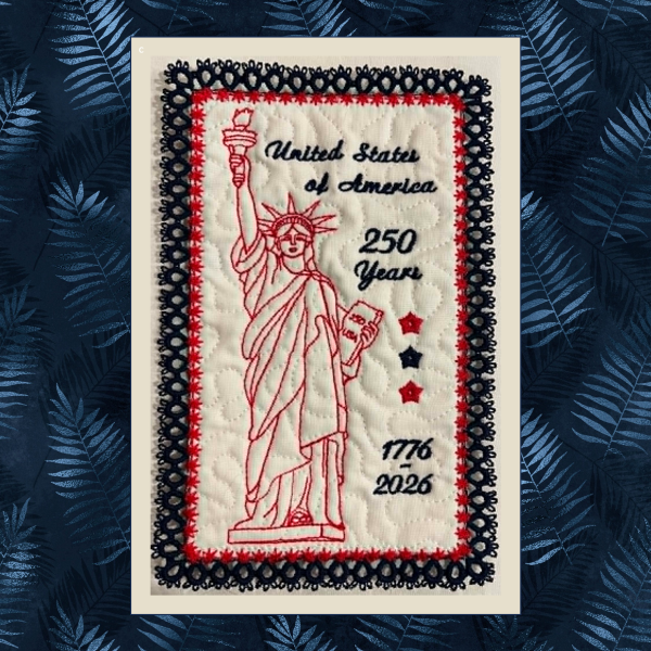Statue of Liberty Tatted Wall Hanging – In the Hoop – 6x9 Machine Embroidery Design – Patriotic - Mugrug