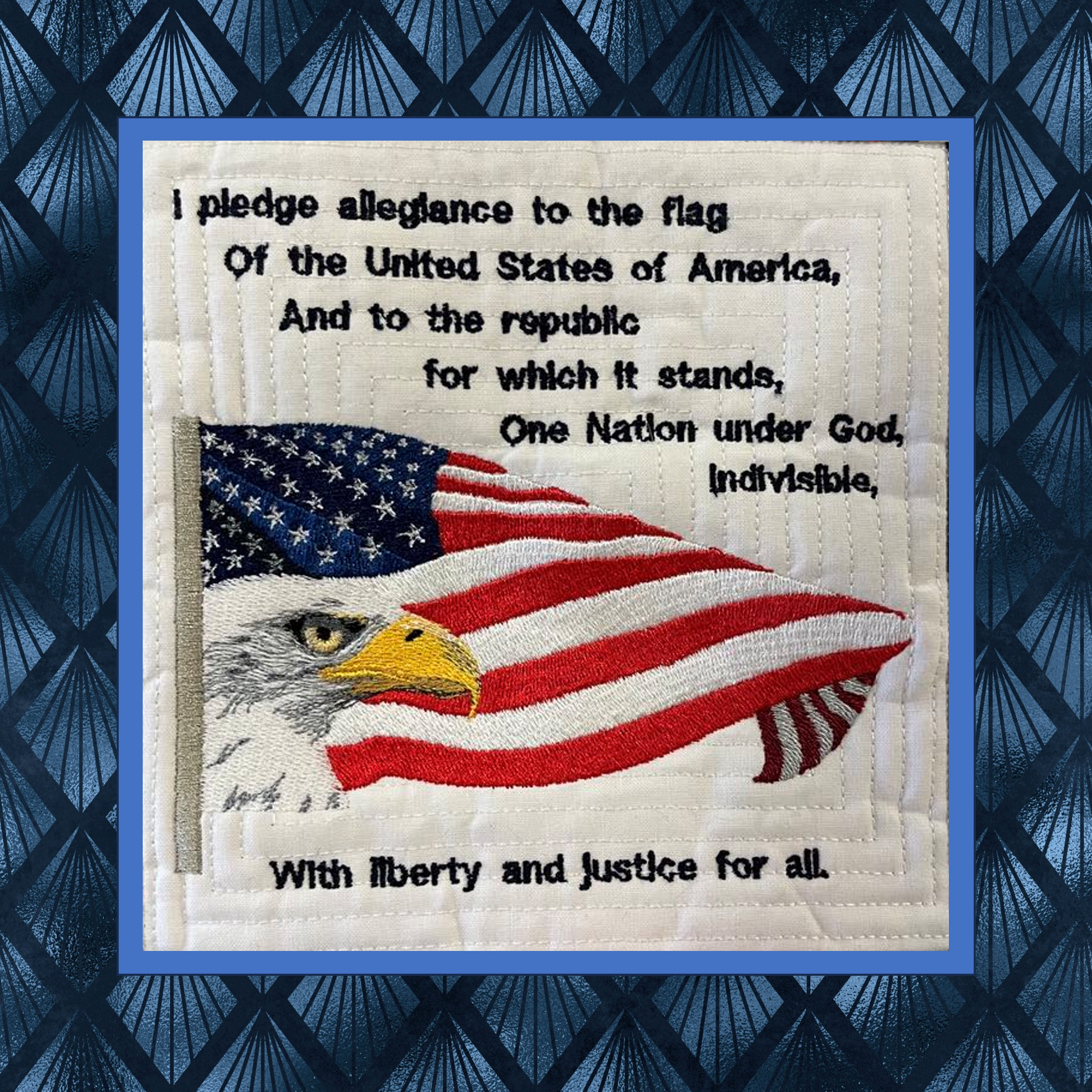 Eagle & Flag 7-Inch Quilt Block – In the Hoop –Machine Embroidery – Patriotic – July 4th