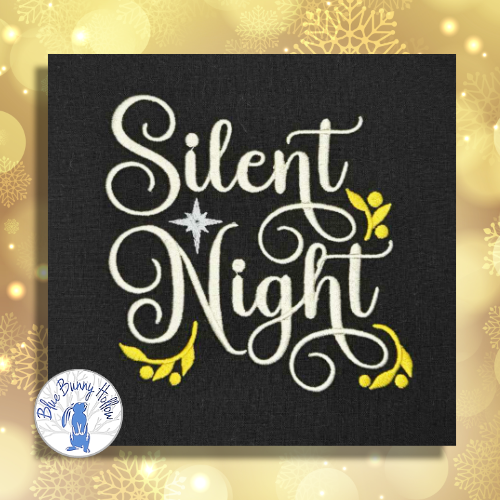 Silent Night embroidery design with silver star.