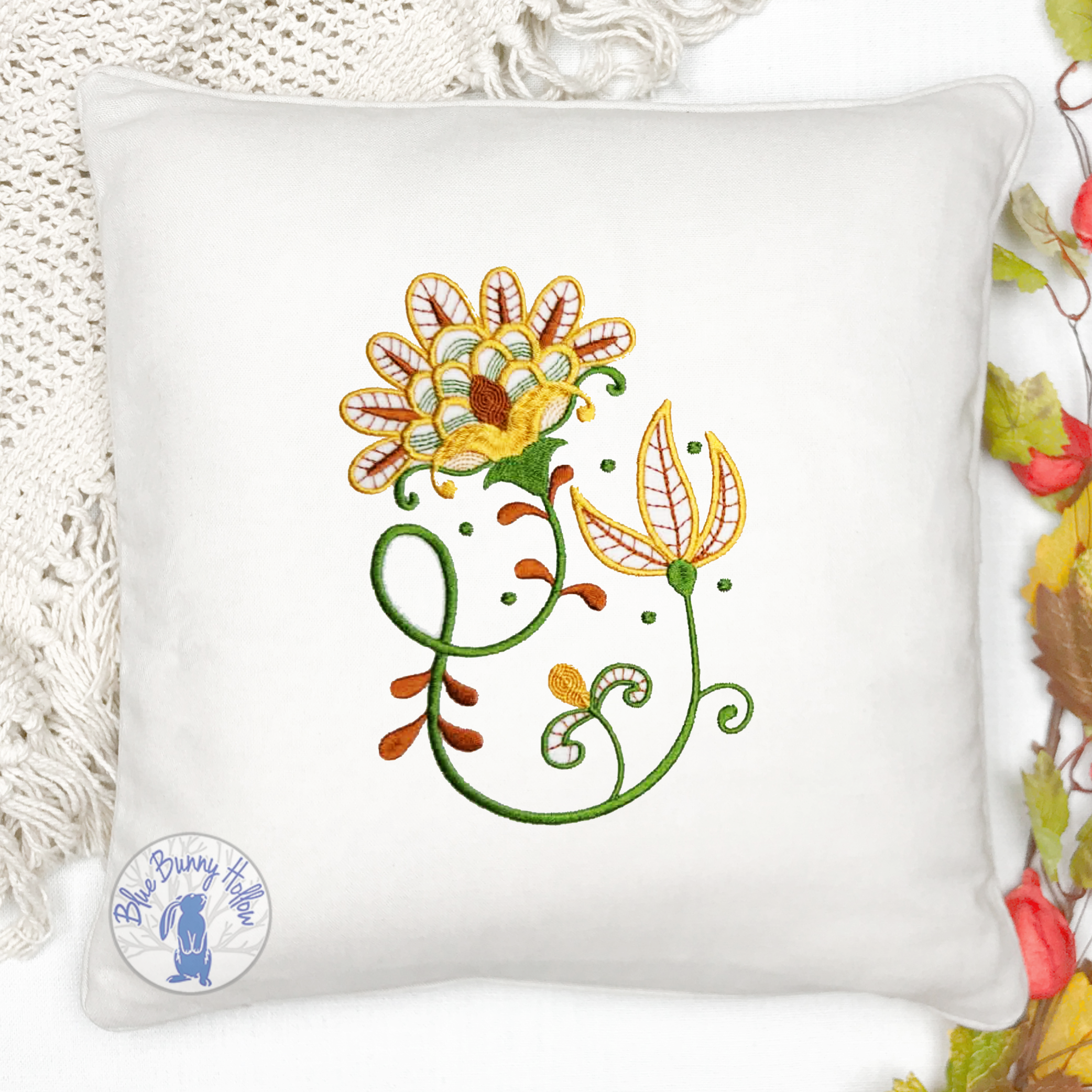 Golden Blossoms Embroidery Design