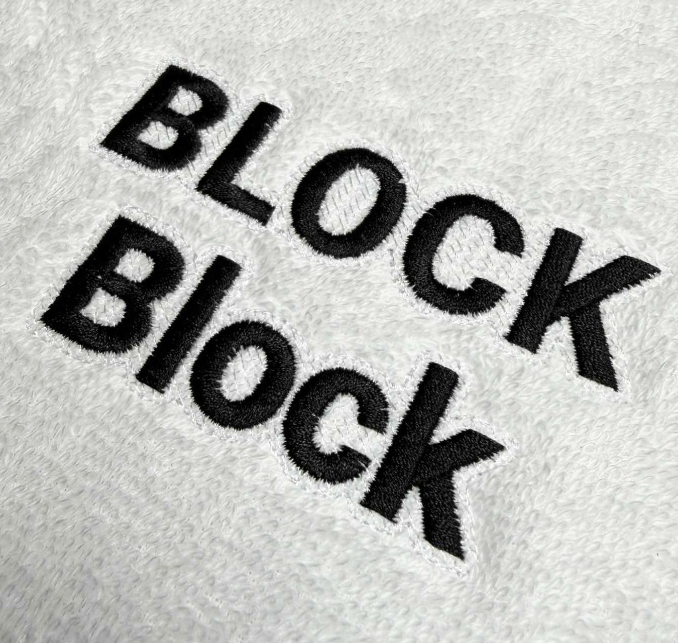 Block font with knockdown for custom embroidery digitizing.