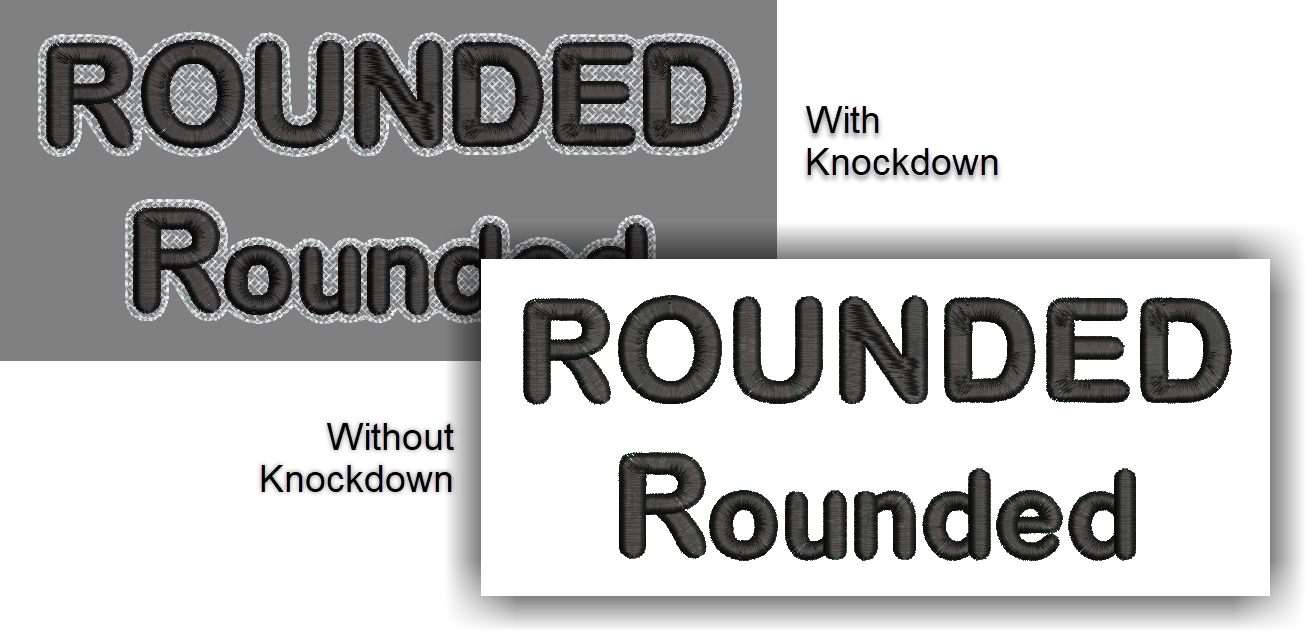 Rounded font for custom embroidery digitizing.