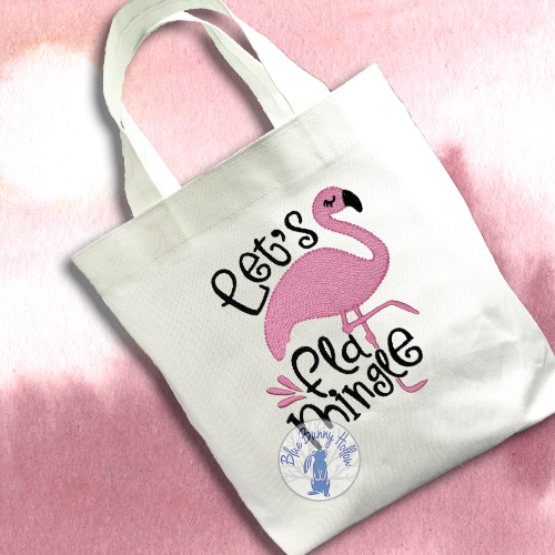 Flamingo quote embroidery design for shirts and tote bags.