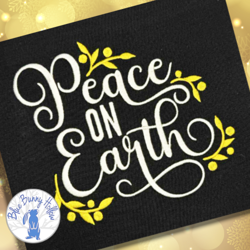 Christmas peace saying embroidery design.