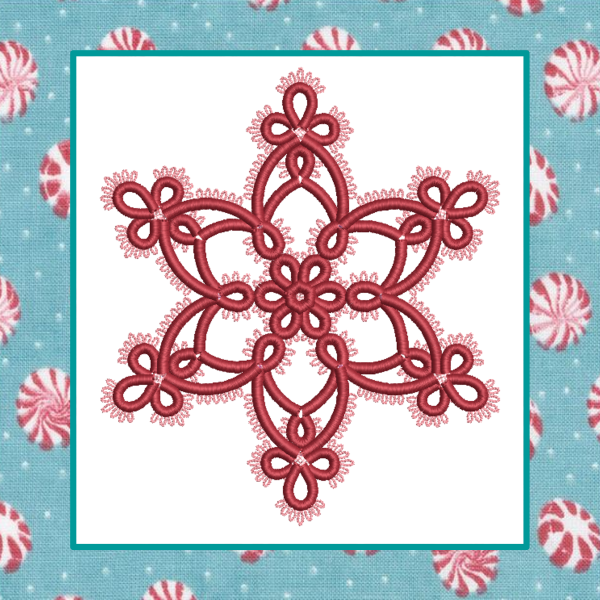 Snowflake 3 - Tatted (FSL) Lace - 6x6 Machine Embroidery Design - Christmas