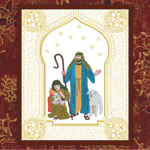 Shepherds with sheep embroidery panel – in the hoop (Copy)