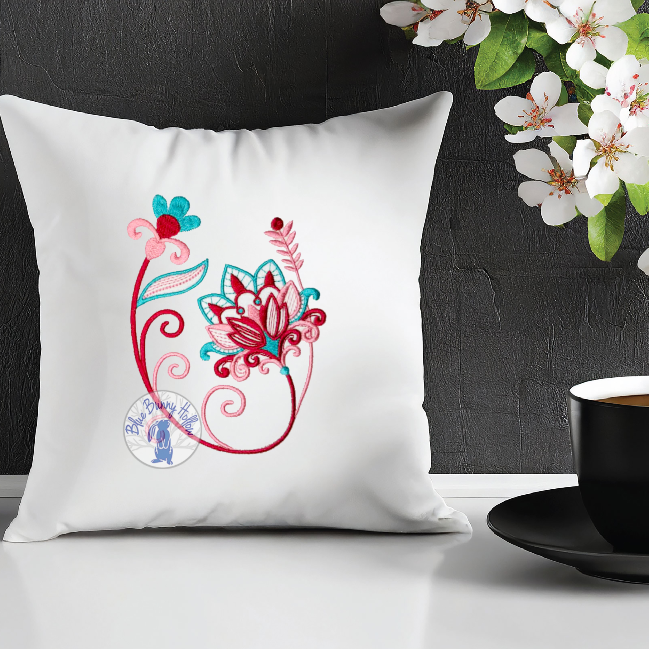 Vibrant Tropical Flora Embroidery Design