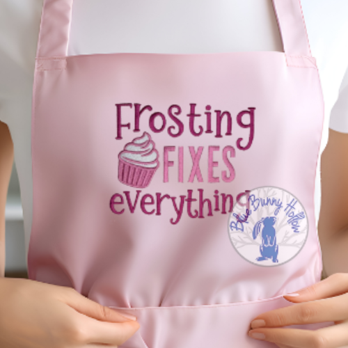 Cupcake kitchen embroidery design with lettering.