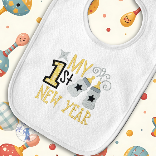 New Year baby applique embroidery design with number 1.