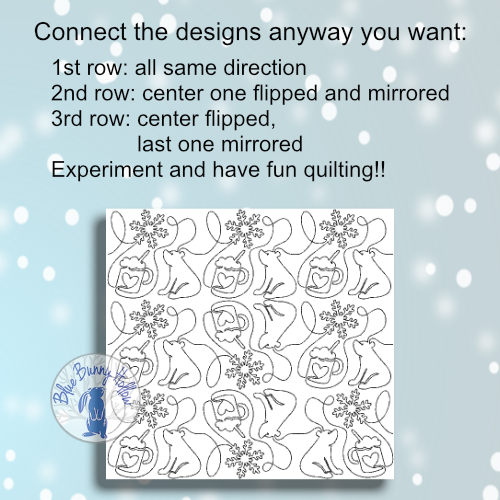 Snowflake and bear quilting linework.