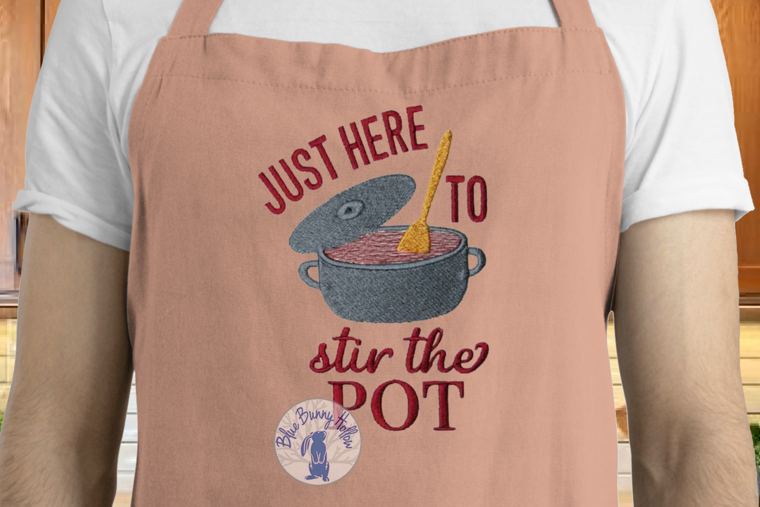 Kitchen towel embroidery design for cooks and bakers.