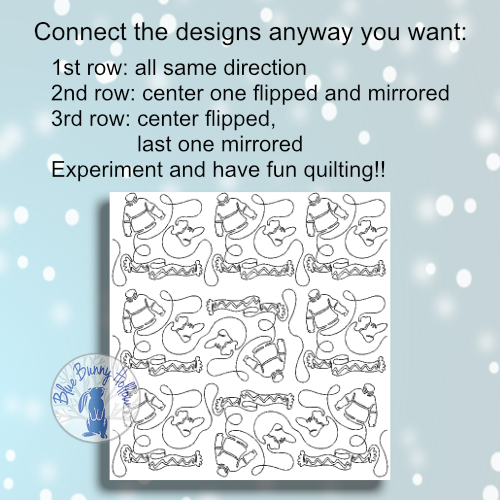 Scarf and boots edge-to-edge quilting design.