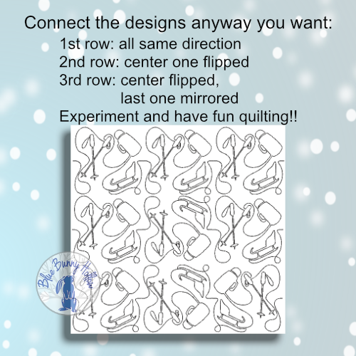 Winter sports continuous quilt pattern.