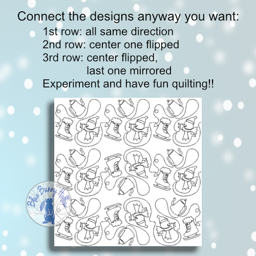 Winter snowman edge-to-edge quilting pattern.